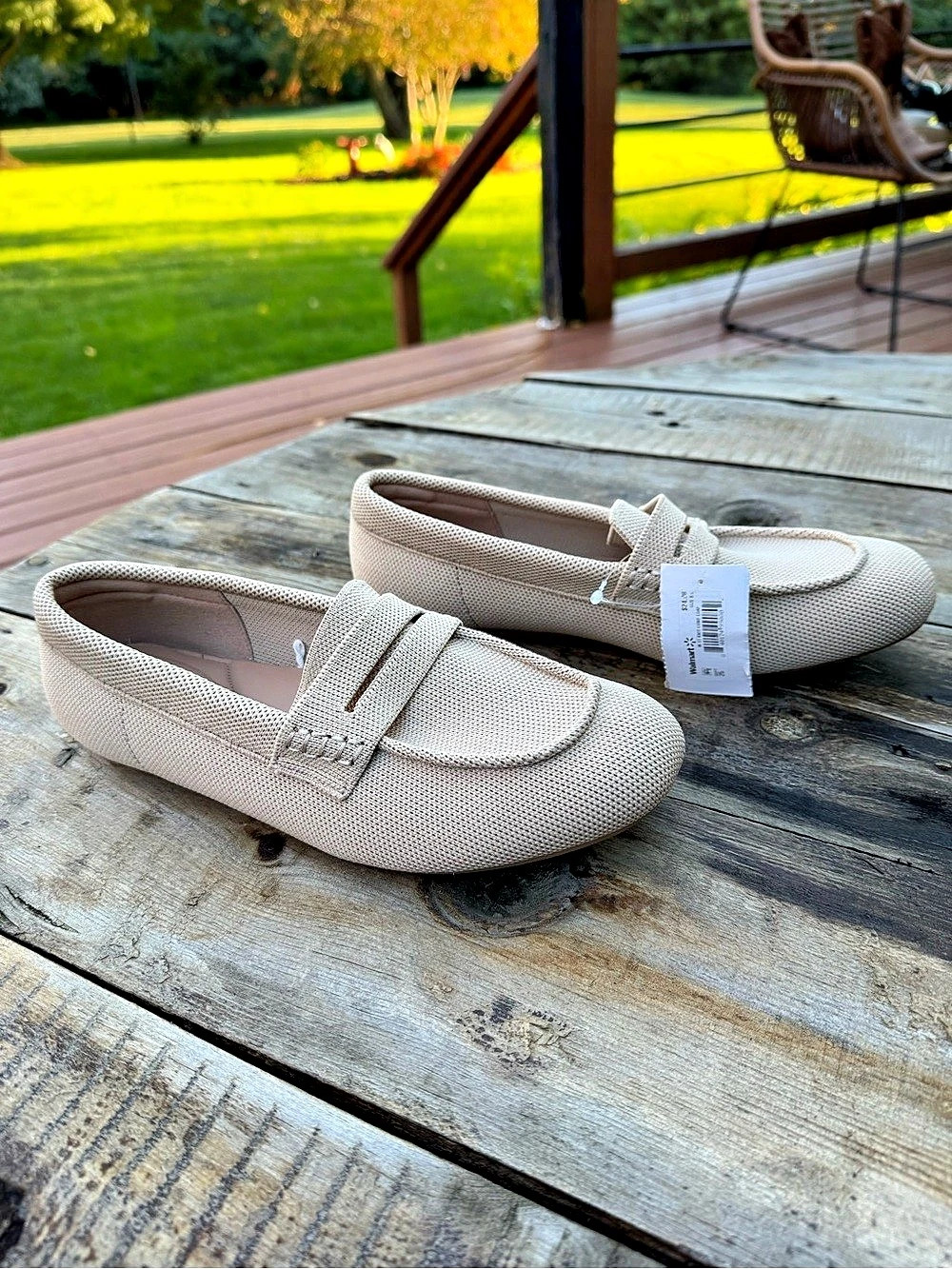 Time and Tru Knit Penny Loafer Flats Beige US 8.5
